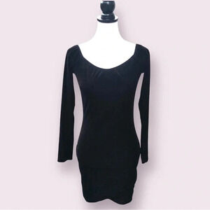 Velvet Mini Dress Size S/M Black Witchy Whimsigoth Magic Sexy Long Sleeve